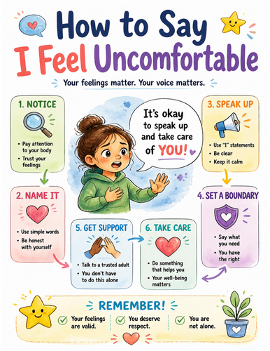How to Say I Feel Uncomfortable I Educational Poster I Classroom Decor