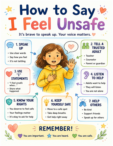 How to Say I Feel Unsafe I Educational Poster I Classroom Decor