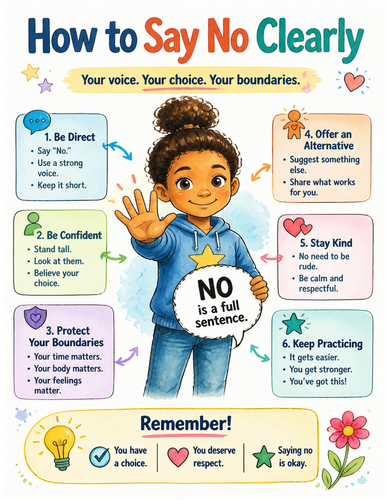 How to Say No Clearly I Educational Poster I Classroom Decor