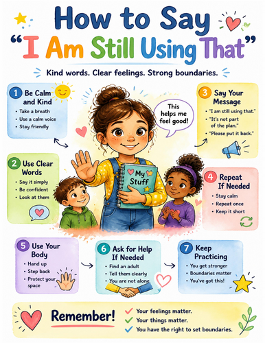 How to Say “I Am Still Using That” I Educational Poster I Classroom Decor