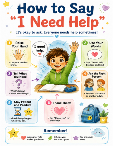 How to Say “I Need Help” I Educational Poster I Classroom Decor