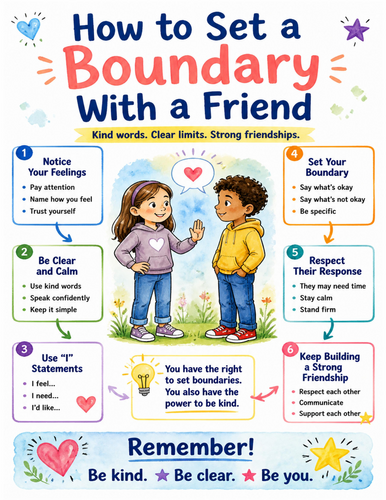How to Set a Boundary With a Friend I Educational Poster I Classroom Decor