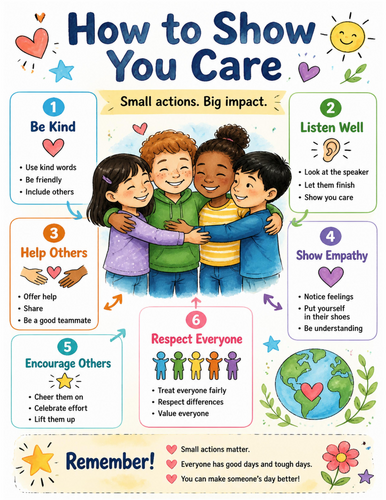 How to Show You Care I Educational Poster I Classroom Decor