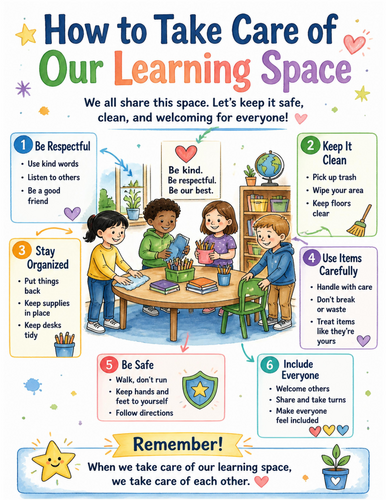 How to Take Care of Our Learning Space I Educational Poster I Classroom Decor