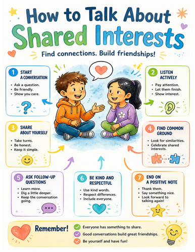 How to Talk About Shared Interests I Educational Poster I Classroom Decor