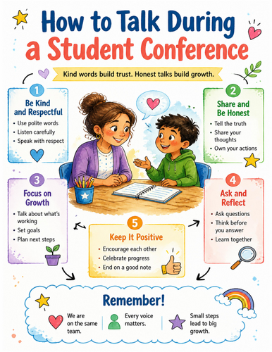 How to Talk During a Student Conference I Educational Poster I Classroom Decor