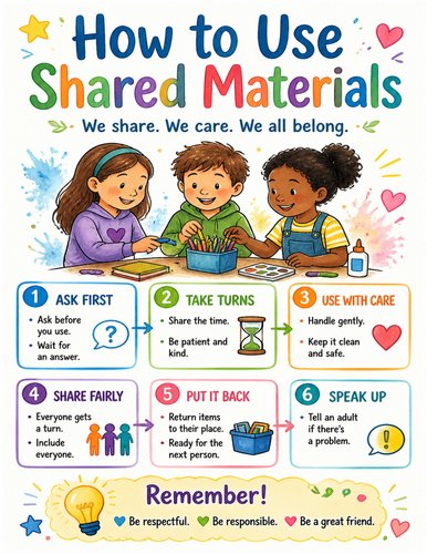 How to Use Shared Materials I Educational Poster I Classroom Decor