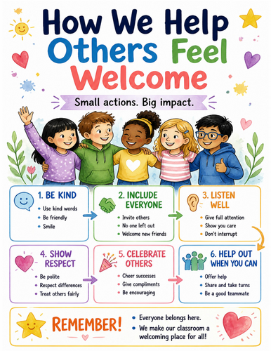 How We Help Others Feel Welcome I Educational Poster I Classroom Decor