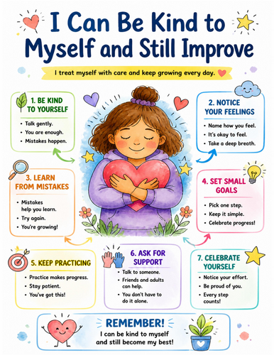 I Can Be Kind to Myself and Still Improve I Educational Poster I Classroom Decor