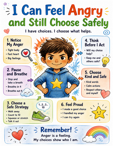 I Can Feel Angry and Still Choose Safely I Educational Poster I Classroom Decor