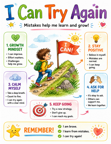 I Can Try Again I Educational Poster I Classroom Decor