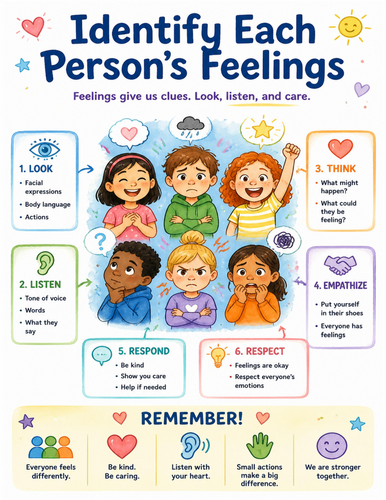 Identify Each Person’s Feelings I Educational Poster I Classroom Decor