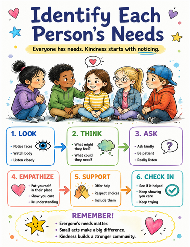Identify Each Person’s Needs I Educational Poster I Classroom Decor