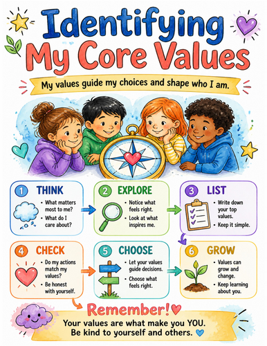 Identifying My Core Values I Educational Poster I Classroom Decor