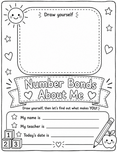 Math About Me Number Bonds Craft | Back to School Kindergarten & 1st Grade Activity