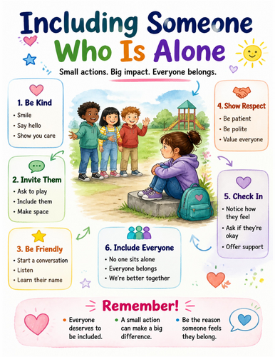 Including Someone Who Is Alone I Educational Poster I Classroom Decor