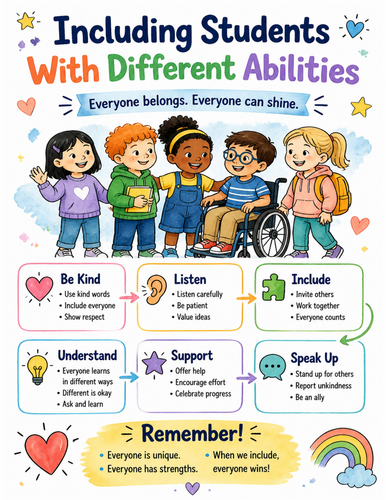 Including Students With Different Abilities I Educational Poster I Classroom Decor