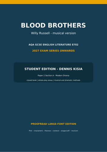 complete 50-page Blood Brothers study guide for the 2027 exam series onwards