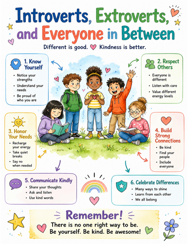 Introverts, Extroverts, and Everyone in Between I Educational Poster I Classroom Decor