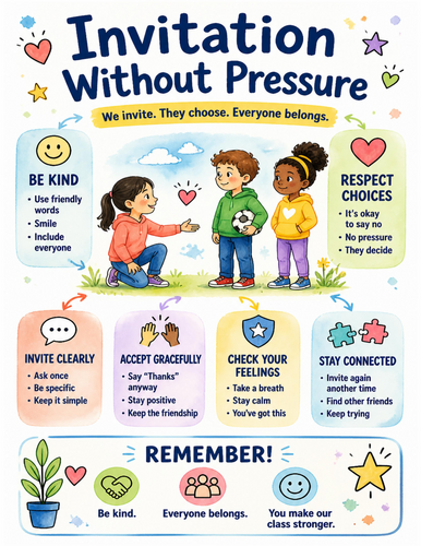 Invitation Without Pressure I Educational Poster I Classroom Decor