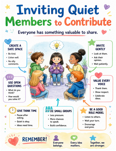 Inviting Quiet Members to Contribute I Educational Poster I Classroom Decor