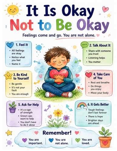 It Is Okay Not to Be Okay I Educational Poster I Classroom Decor
