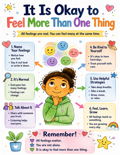 It Is Okay to Feel More Than One Thing I Educational Poster I Classroom Decor