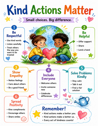 Kind Actions Matter I Educational Poster I Classroom Decor