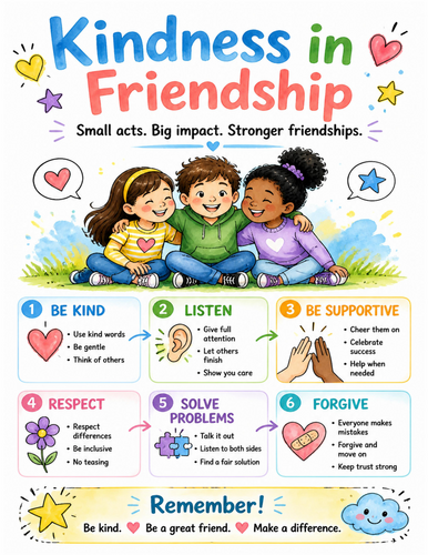 Kindness in Friendship I Educational Poster I Classroom Decor