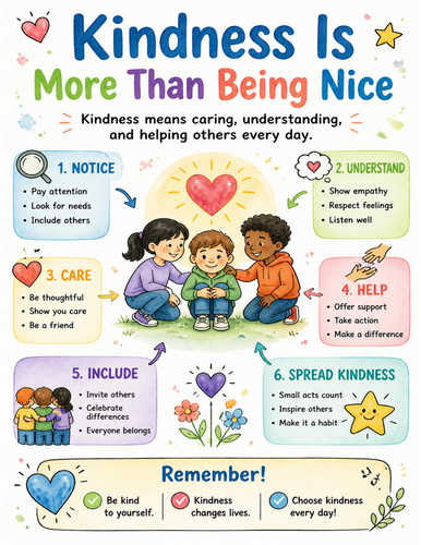 Kindness Is More Than Being Nice I Educational Poster I Classroom Decor
