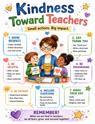Kindness Toward Teachers I Educational Poster I Classroom Decor