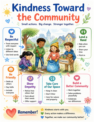 Kindness Toward the Community I Educational Poster I Classroom Decor