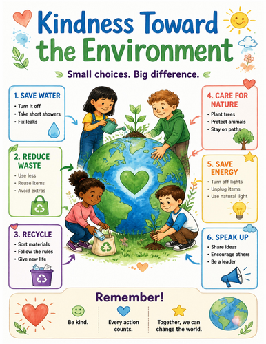 Kindness Toward the Environment I Educational Poster I Classroom Decor