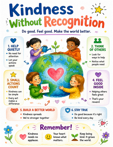 Kindness Without Recognition I Educational Poster I Classroom Decor