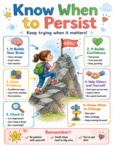 Know When to Persist I Educational Poster I Classroom Decor