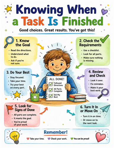 Knowing When a Task Is Finished I Educational Poster I Classroom Decor