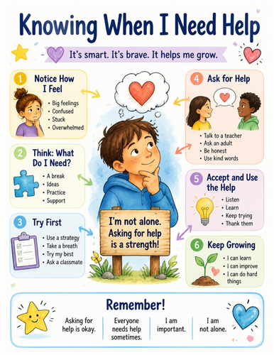 Knowing When I Need Help I Educational Poster I Classroom Decor