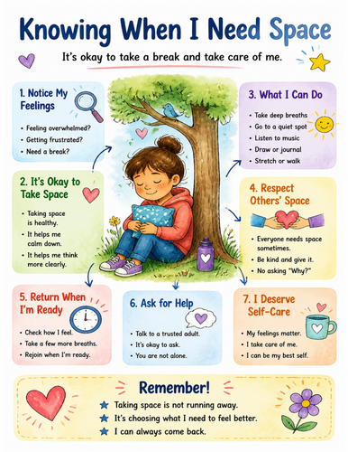Knowing When I Need Space I Educational Poster I Classroom Decor