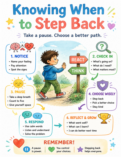 Knowing When to Step Back I Educational Poster I Classroom Decor