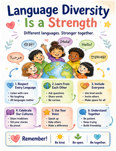 Language Diversity Is a Strength I Educational Poster I Classroom Decor
