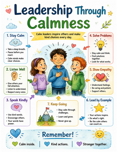 Leadership Through Calmness I Educational Poster I Classroom Decor