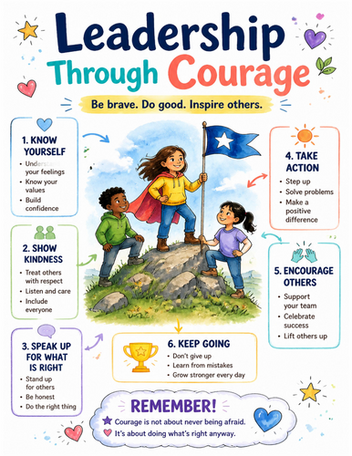 Leadership Through Courage I Educational Poster I Classroom Decor