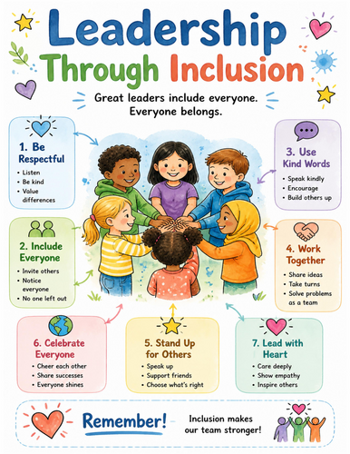 Leadership Through Inclusion I Educational Poster I Classroom Decor