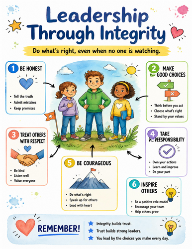 Leadership Through Integrity I Educational Poster I Classroom Decor