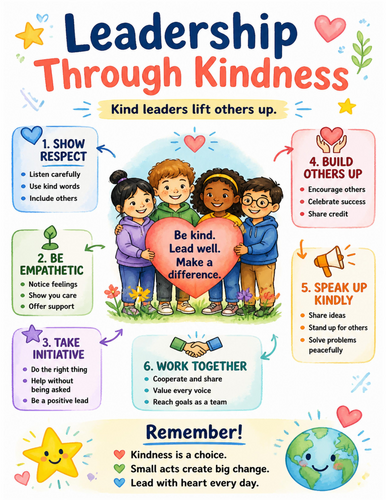 Leadership Through Kindness I Educational Poster I Classroom Decor