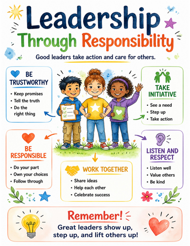 Leadership Through Responsibility I Educational Poster I Classroom Decor