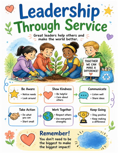 Leadership Through Service I Educational Poster I Classroom Decor
