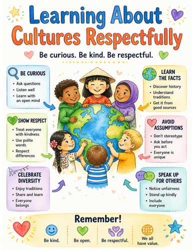 Learning About Cultures Respectfully I Educational Poster I Classroom Decor