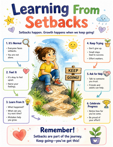 Learning From Setbacks I Educational Poster I Classroom Decor