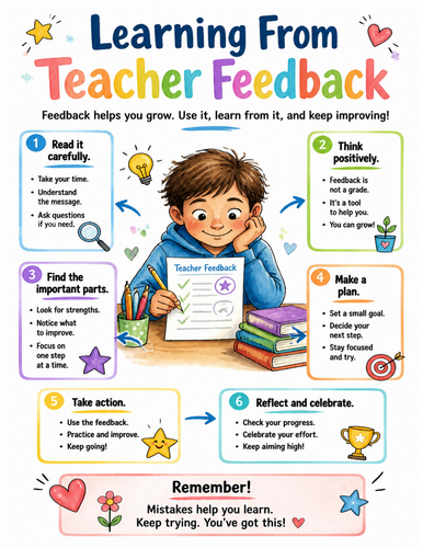Learning From Teacher Feedback I Educational Poster I Classroom Decor